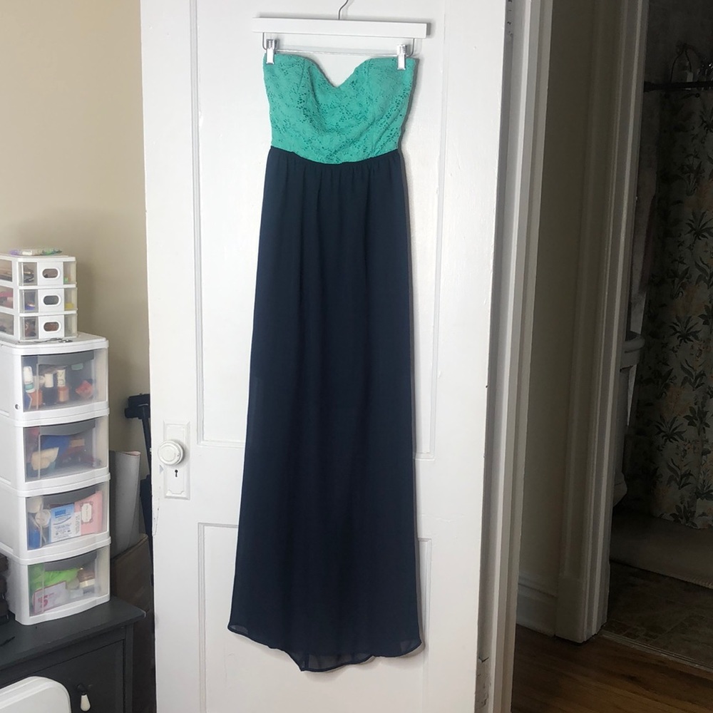 Strapless Dress with Open Back & Bow Detail